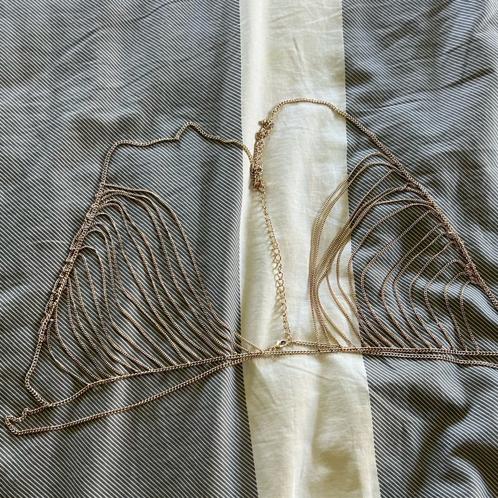 Gold chain necklace bra
